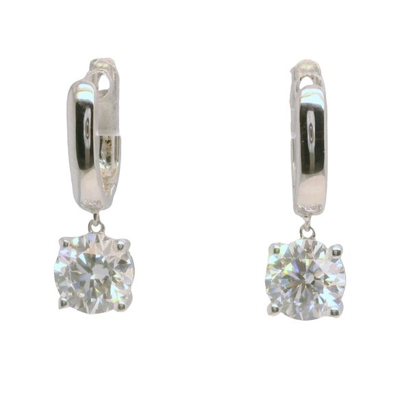 14K White Gold Lab-Grown Diamond Drop Solitaire Earrings with 1.00 Ctw Diamonds Bradley's Jewelers Jacksonville, NC