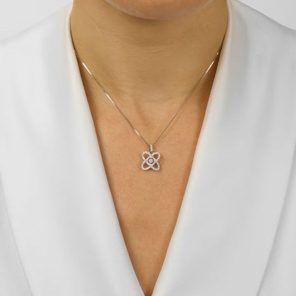 White Sterling Silver .25 Ctw Diamond Loves Crossing Pendant Image 2 Bradley's Jewelers Jacksonville, NC