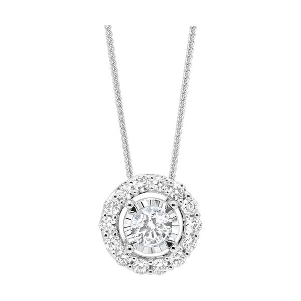 14K White Gold True Reflection Diamond Halo Pendant – 0.25 CTW Bradley's Jewelers Jacksonville, NC