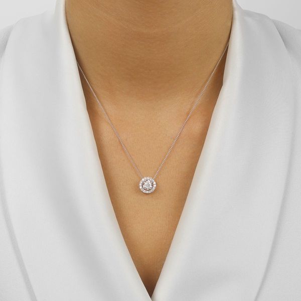 14K White Gold Tru-Reflections Diamond Halo Pendant – 0.30 CTW Image 2 Bradley's Jewelers Jacksonville, NC