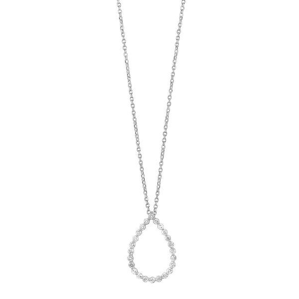14K White Gold Diamond Open Tear Drop Pendant .25CTW Bradley's Jewelers Jacksonville, NC