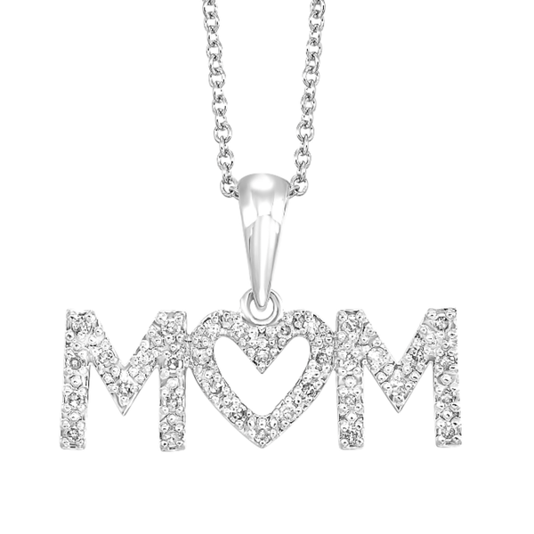 White 10 Karat .25 Ctw Diamond Pave MOM Pendant Bradley's Jewelers Jacksonville, NC