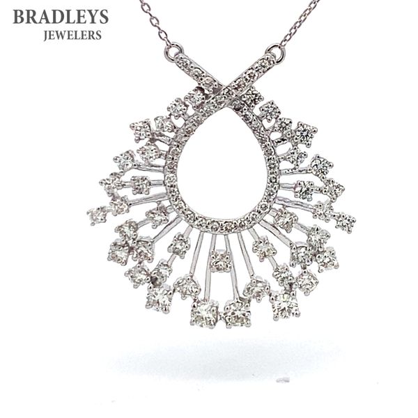 14K White Gold Diamond Fashion Necklace 1.60 CTW Round Diamonds Bradley's Jewelers Jacksonville, NC