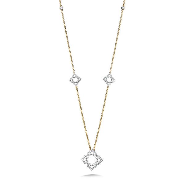 14K Two-Tone Gold Clover Necklace with Diamond Accents 1/2 CTW Image 2 Bradley's Jewelers Jacksonville, NC