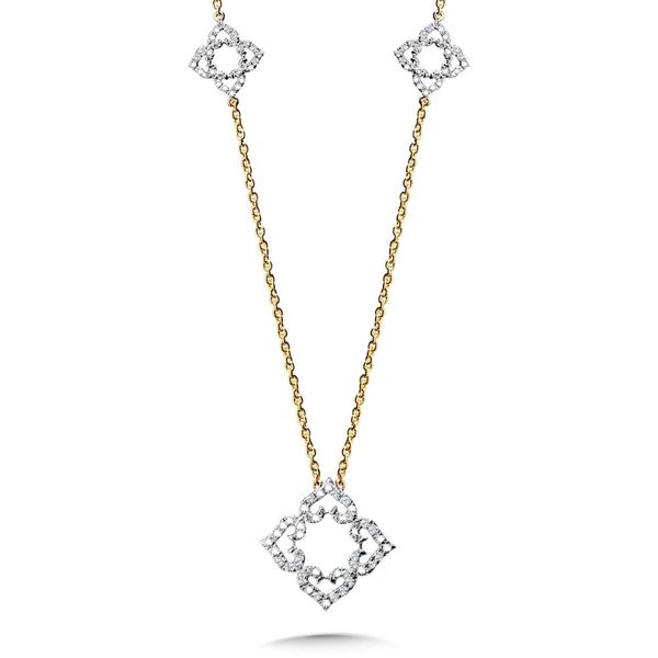 14K Two-Tone Gold Clover Necklace with Diamond Accents 1/2 CTW Bradley's Jewelers Jacksonville, NC