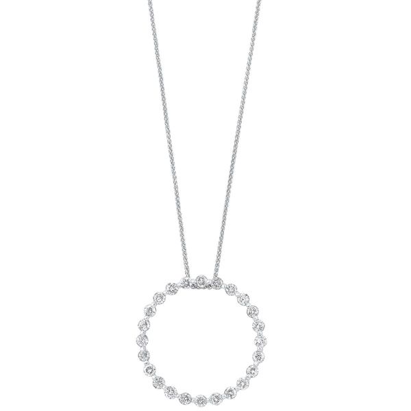 14K White Gold Diamond Circle Pendant – 1 CTW Round Diamonds Bradley's Jewelers Jacksonville, NC