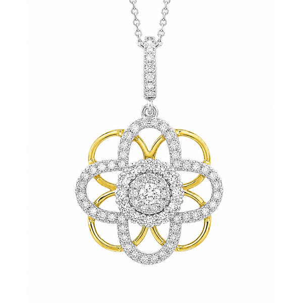 14K Two Tone Diamond Pendant Necklace | 1/4 CTW Ladies Pendant Bradley's Jewelers Jacksonville, NC
