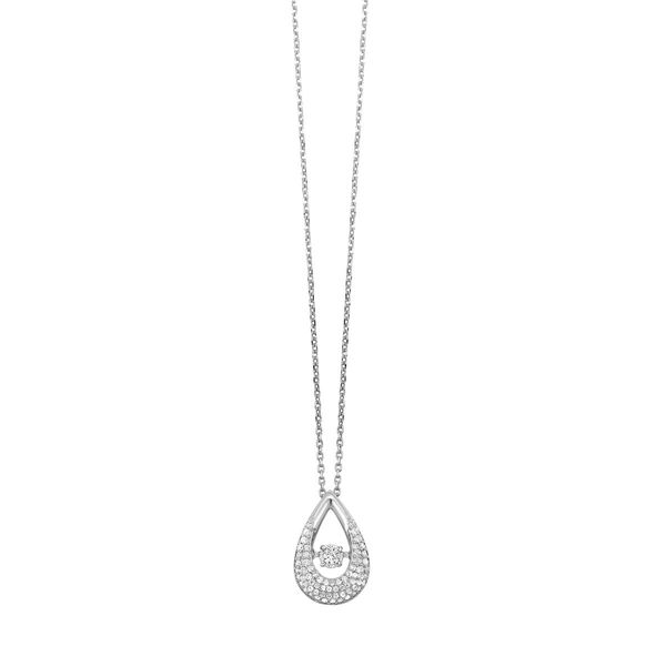 Sterling Silver Diamond Rhythm of Love Pave Drop Pendant .24CTW Bradley's Jewelers Jacksonville, NC