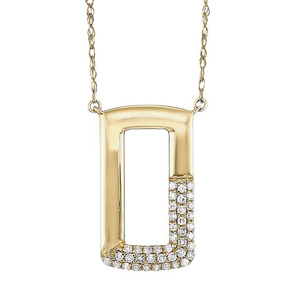 10K Yellow Gold Diamond Geometric Pave Pendant .12CTW Bradley's Jewelers Jacksonville, NC