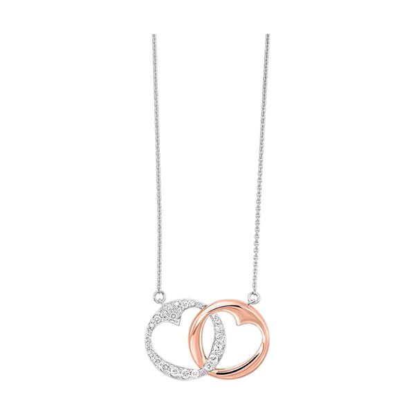 Rosé 10K Gold & Sterling Silver Diamond Double Heart Pendant .20CTW Bradley's Jewelers Jacksonville, NC