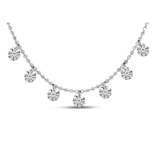 Brevani 14K White Gold 7 Stone Diamond Necklace Bradley's Jewelers Jacksonville, NC
