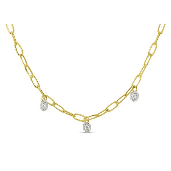 Brevani 14K Yellow Gold 3 Diamond Link Necklace .30 CTW 17 Inch Bradley's Jewelers Jacksonville, NC