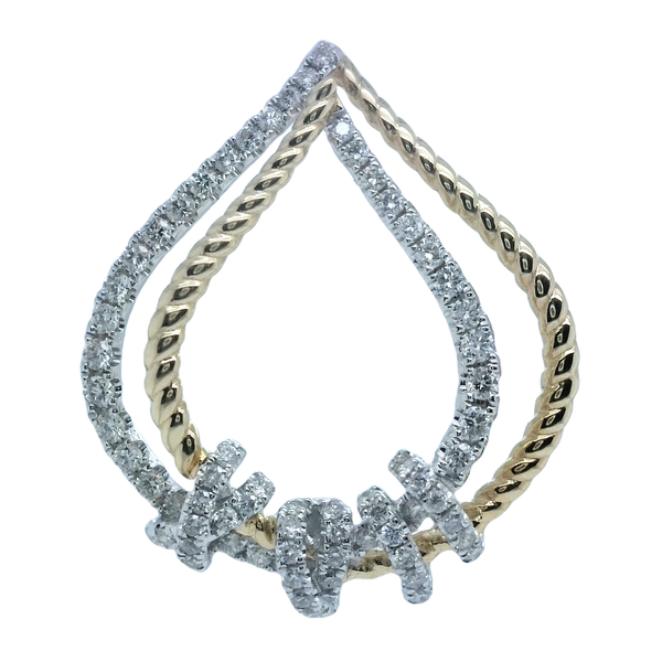 14K Yellow Gold Diamond Double Teardrop Pendant .71 CTW Round Diamonds Bradley's Jewelers Jacksonville, NC