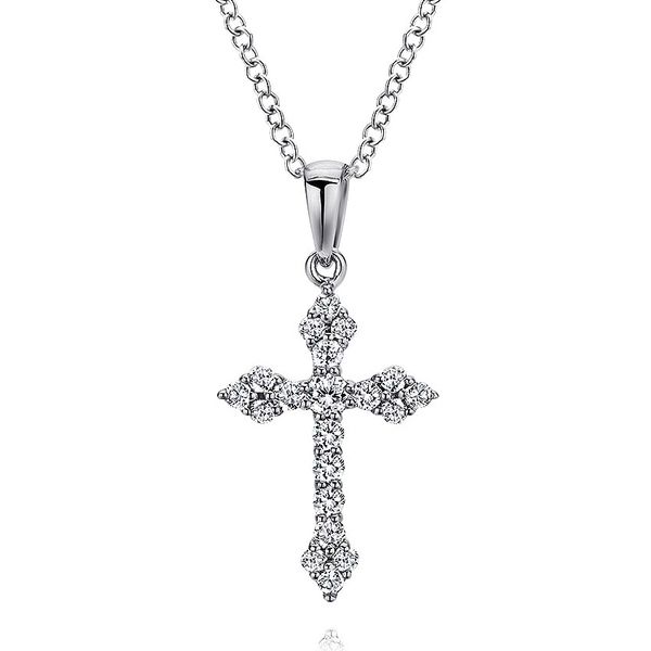 Gabriel & Co 14K White Gold .25Ctw Diamond Faith Collection Cross Pendant Bradley's Jewelers Jacksonville, NC