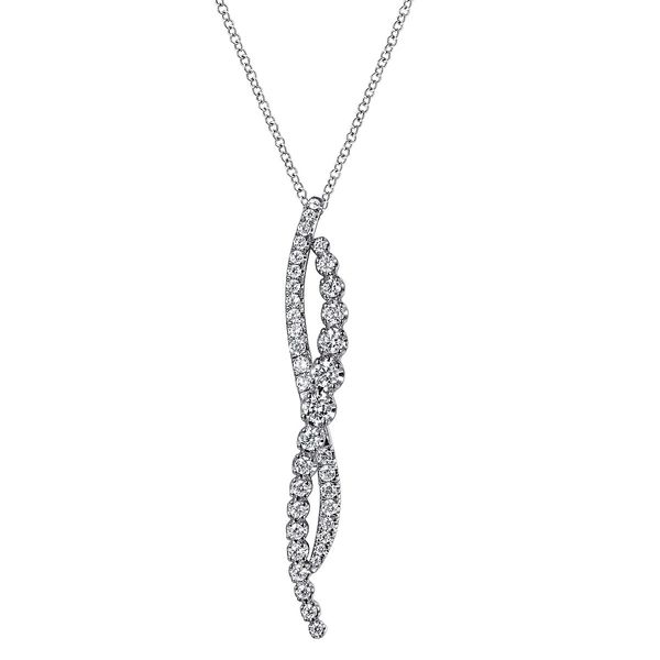 Gabriel & Co 14K White Gold .71Ctw Diamond Lusso Collection Twisted Pendant Bradley's Jewelers Jacksonville, NC