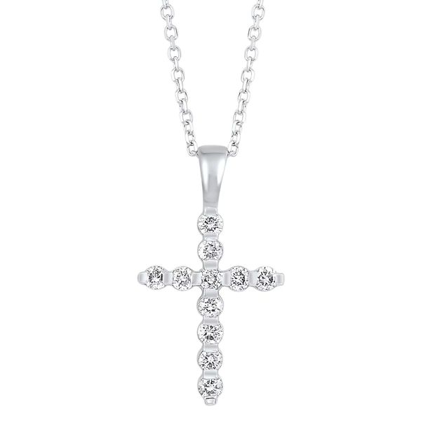 14K White Gold Diamond Cross Pendant with .20 CTW Round Diamonds Bradley's Jewelers Jacksonville, NC