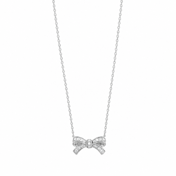 10K White Gold Diamond Bow Necklace 1/7CTW Bradley's Jewelers Jacksonville, NC