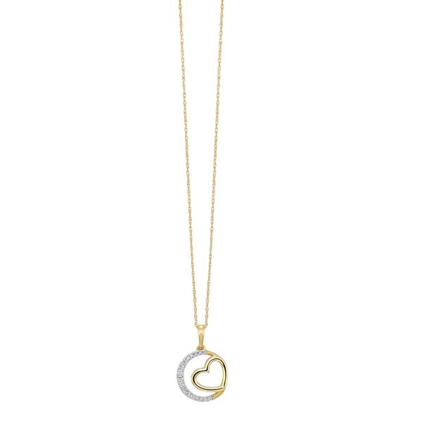 10K Yellow Gold .10 CTW Diamond Heart in Circle Pendant Bradley's Jewelers Jacksonville, NC