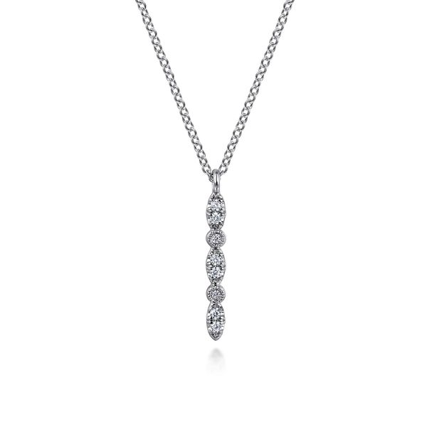 Gabriel & Co 14K White Gold .07Ctw Diamond Bar Necklace – Lusso Collection, 17.5
