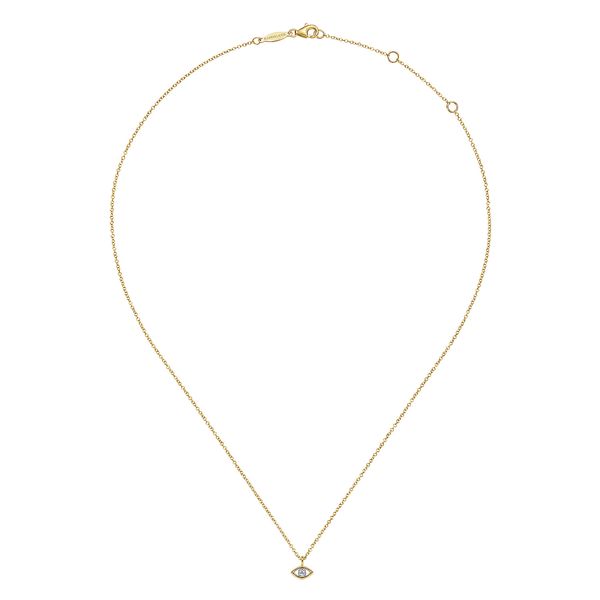 Gabriel & Co 14K Yellow & White Gold Diamond Evil Eye Pendant – Contemporary Collection Image 2 Bradley's Jewelers Jacksonville, NC