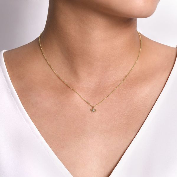 Gabriel & Co 14K Yellow & White Gold Diamond Evil Eye Pendant – Contemporary Collection Image 3 Bradley's Jewelers Jacksonville, NC