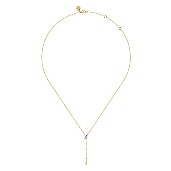 Gabriel & Co 14K Yellow Gold Diamond Bujukan “Y” Necklace (0.02 CTW) | Bujukan Collection Image 2 Bradley's Jewelers Jacksonville, NC