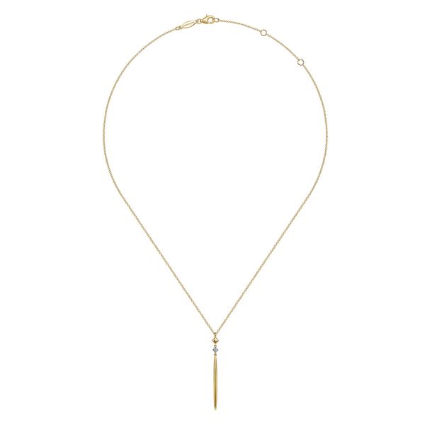 Gabriel & Co 14K Yellow Gold Diamond Spike Drop Pendant Necklace (0.02 CTW) | Contemporary Collection Image 2 Bradley's Jewelers Jacksonville, NC