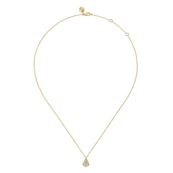 Gabriel & Co 14K Two-Tone Gold Diamond Teardrop Pendant Necklace – 0.18 Ctw Contemporary Collection Image 2 Bradley's Jewelers Jacksonville, NC