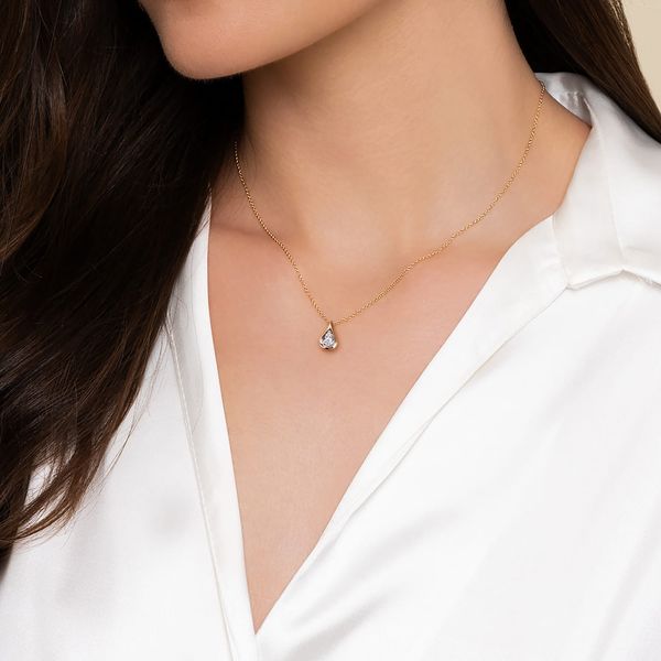 Gabriel & Co 14K Two-Tone Gold Diamond Teardrop Pendant Necklace – 0.18 Ctw Contemporary Collection Image 3 Bradley's Jewelers Jacksonville, NC