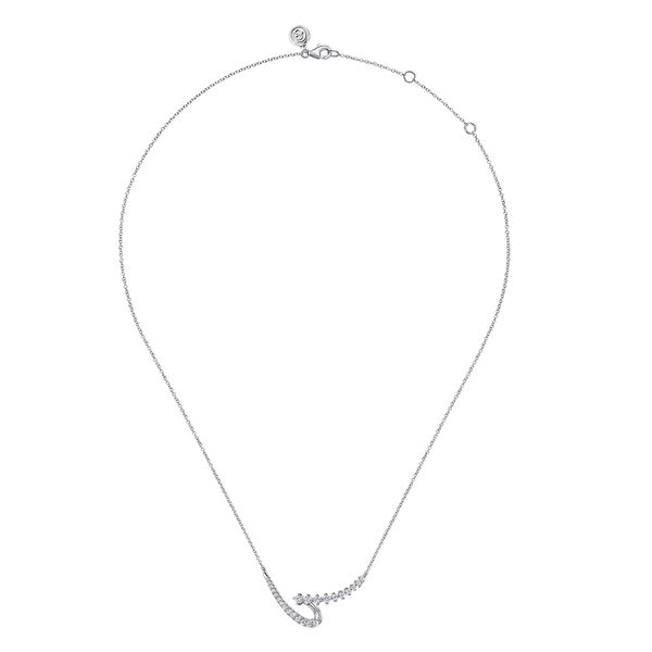 Gabriel & Co 14K White Gold Diamond Swirled Spike Bar Necklace – 0.53 Ctw Kaslique Collection Image 2 Bradley's Jewelers Jacksonville, NC