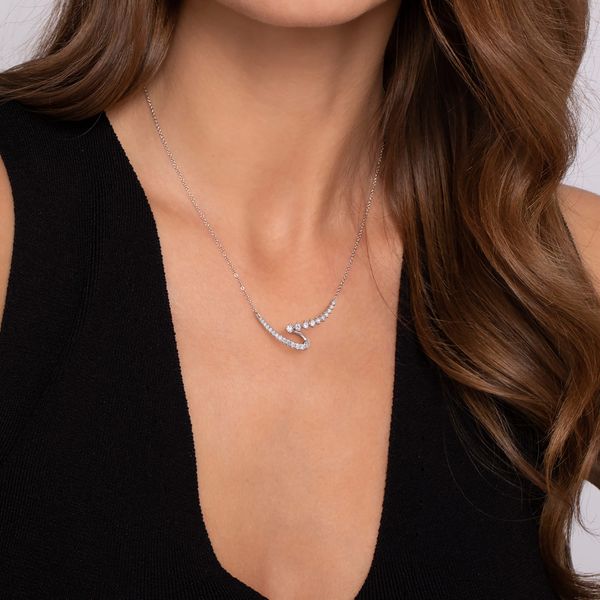 Gabriel & Co 14K White Gold Diamond Swirled Spike Bar Necklace – 0.53 Ctw Kaslique Collection Image 3 Bradley's Jewelers Jacksonville, NC