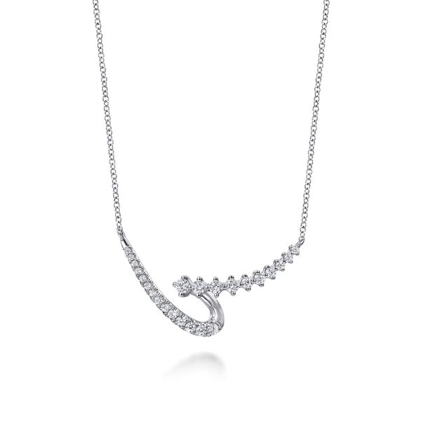 Gabriel & Co 14K White Gold Diamond Swirled Spike Bar Necklace – 0.53 Ctw Kaslique Collection Bradley's Jewelers Jacksonville, NC