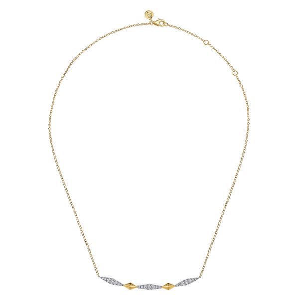 Gabriel & Co 14K Two-Tone Gold Diamond Kite Bar Necklace – 0.50 Ctw Kaslique Collection Image 2 Bradley's Jewelers Jacksonville, NC