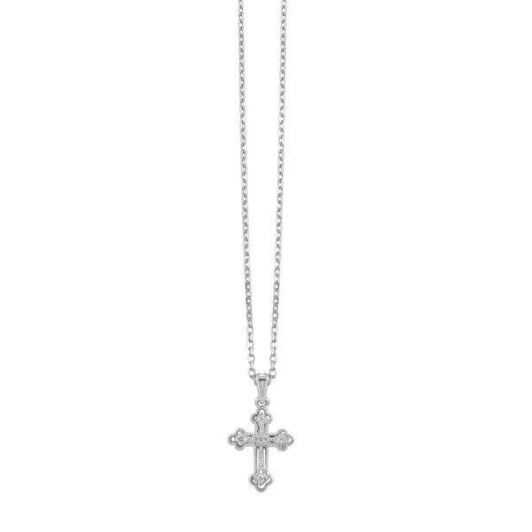 White Sterling Silver Diamond Cross Pendant .05 CTW Bradley's Jewelers Jacksonville, NC