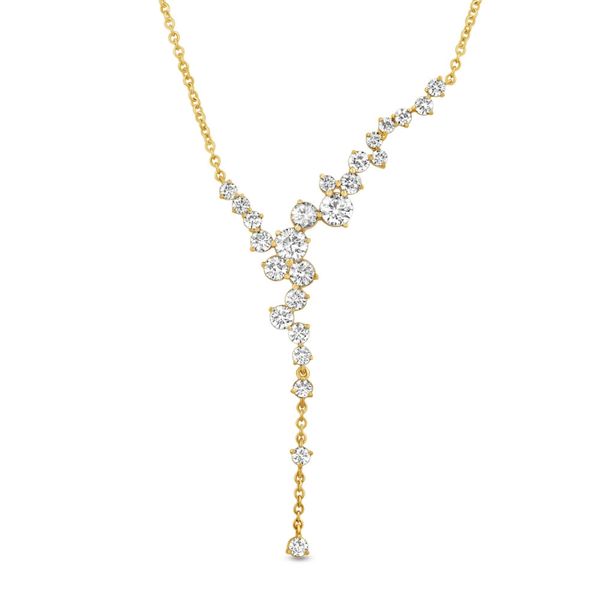 14K Yellow Gold Valina Diamond Cluster Drop Necklace .875CTW Bradley's Jewelers Jacksonville, NC