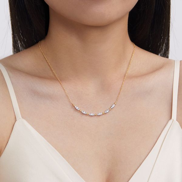 Gabriel & Co 14K Yellow Gold Diamond Curved Bar Necklace – 0.76 Ctw Bujukan Collection Image 3 Bradley's Jewelers Jacksonville, NC