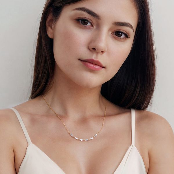 Gabriel & Co 14K Yellow Gold Diamond Curved Bar Necklace – 0.76 Ctw Bujukan Collection Image 4 Bradley's Jewelers Jacksonville, NC