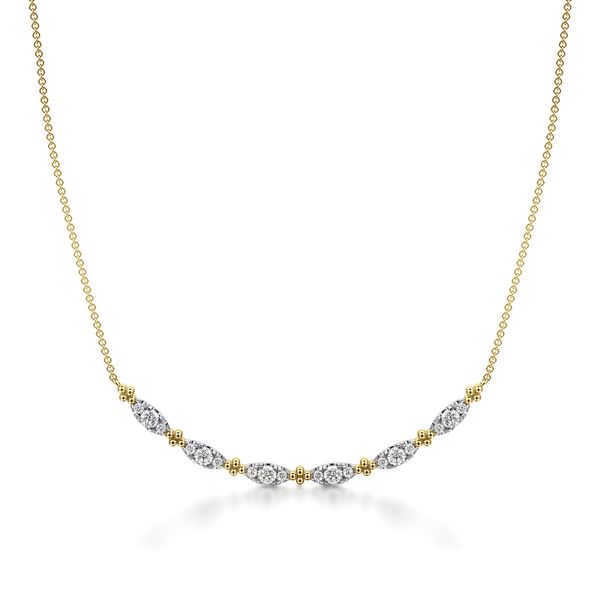 Gabriel & Co 14K Yellow Gold Diamond Curved Bar Necklace – 0.76 Ctw Bujukan Collection Bradley's Jewelers Jacksonville, NC