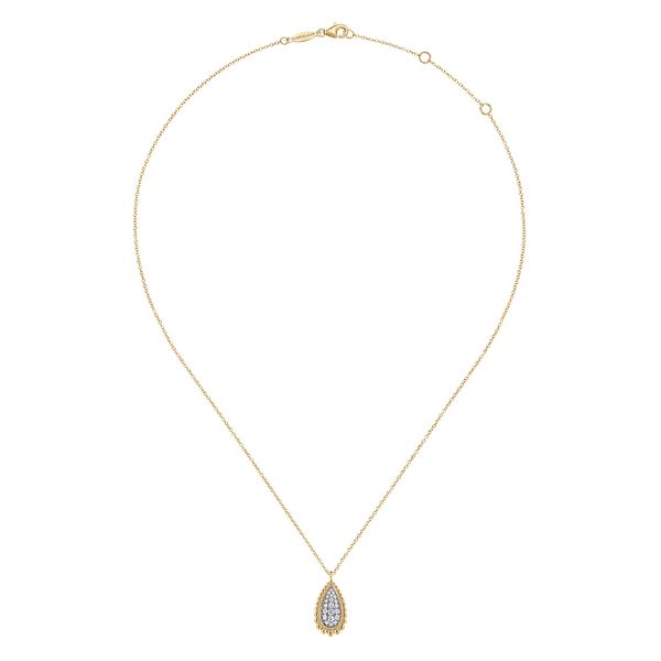 Gabriel & Co 14K Yellow Gold Diamond Pave Teardrop Bujukan Pendant – 0.26 Ctw Image 2 Bradley's Jewelers Jacksonville, NC
