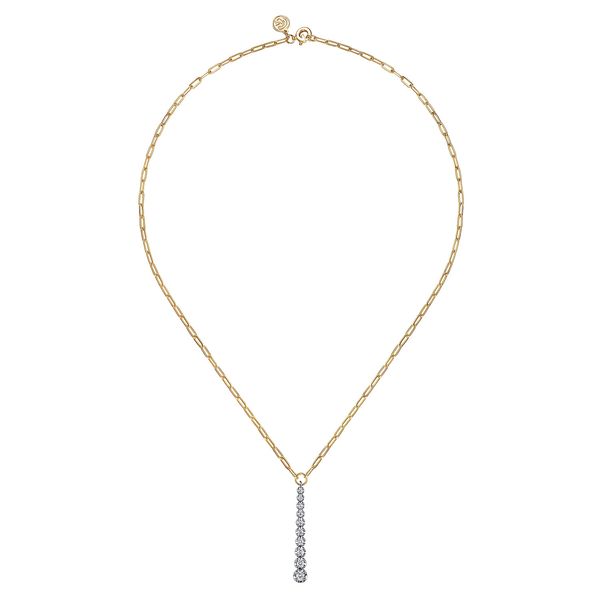 Gabriel & Co 14K Yellow & White Gold Diamond Vertical Bar Link Necklace – 0.49 Ctw Contemporary Collection Image 2 Bradley's Jewelers Jacksonville, NC