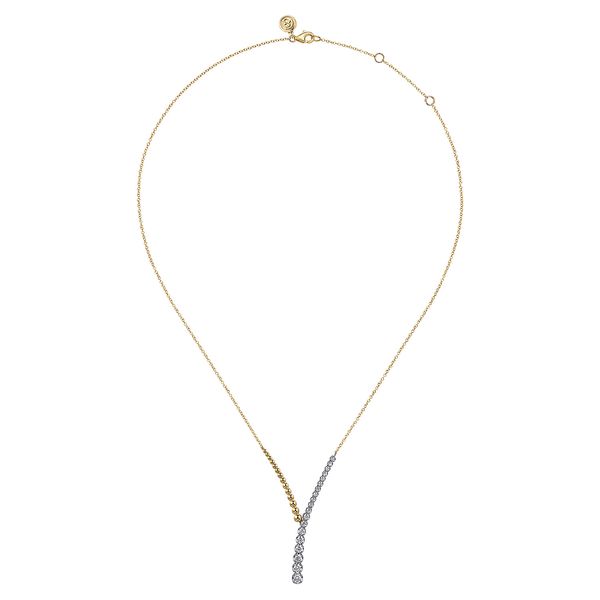 Gabriel & Co 14K Yellow & White Gold Diamond Bujukan Y Necklace – 0.76 Ctw Image 2 Bradley's Jewelers Jacksonville, NC