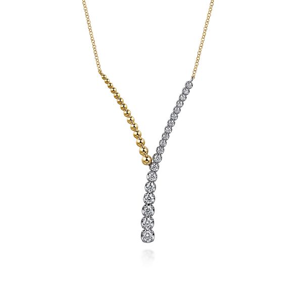 Gabriel & Co 14K Yellow & White Gold Diamond Bujukan Y Necklace – 0.76 Ctw Bradley's Jewelers Jacksonville, NC