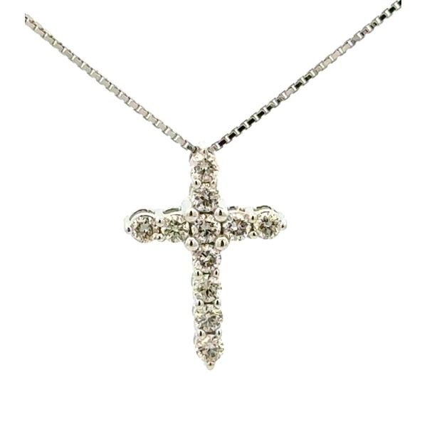 14K White Gold 0.20 CTW Diamond Prong Set Cross Pendant Bradley's Jewelers Jacksonville, NC