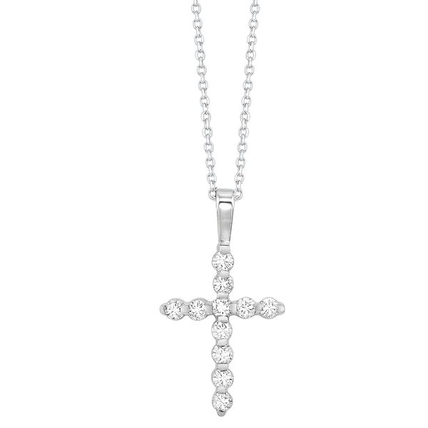 14K White Gold .10 CTW Diamond Cross Pendant Bradley's Jewelers Jacksonville, NC