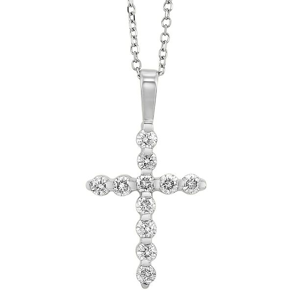 14K White Gold Diamond Cross Pendant – 1/3 CTW Round Diamonds Bradley's Jewelers Jacksonville, NC
