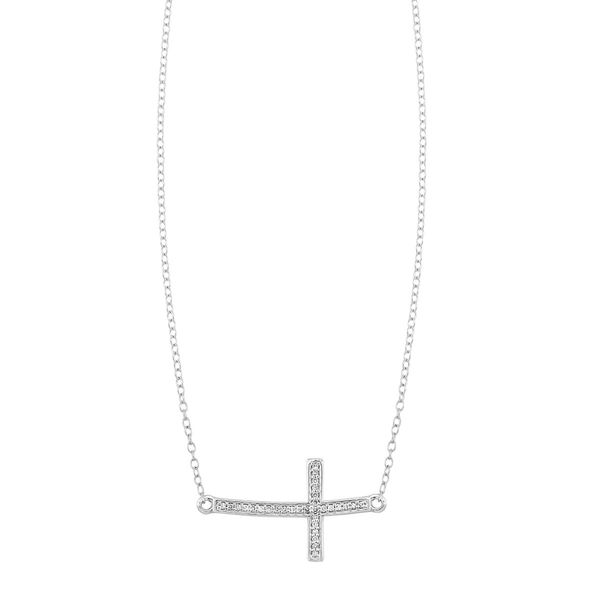 White Sterling Silver Diamond Cross Pendant .125 CTW Bradley's Jewelers Jacksonville, NC