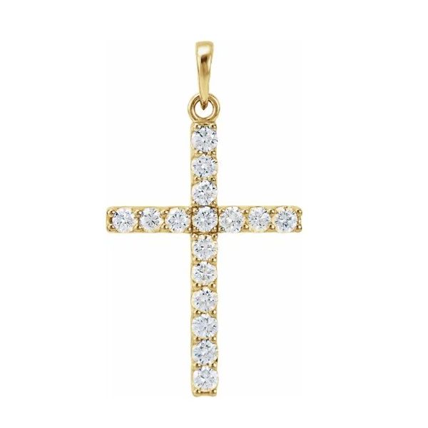 14K Yellow Gold Diamond Cross Pendant 1.00CTW Bradley's Jewelers Jacksonville, NC