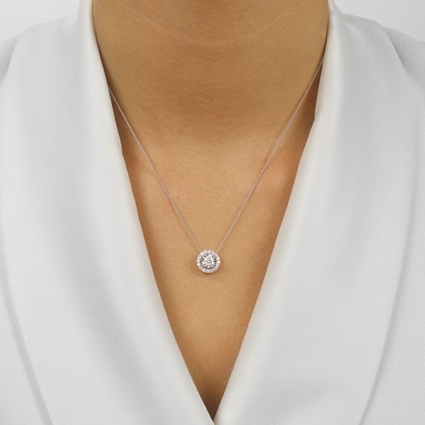 14K White Gold Tru-Reflections Halo Diamond Pendant 0.50 CTW Image 2 Bradley's Jewelers Jacksonville, NC
