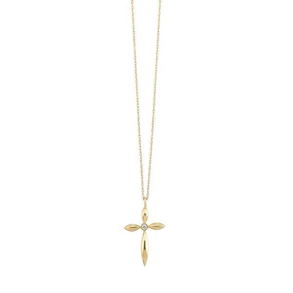 10K Yellow Gold Diamond Cross Pendant .02CT Bradley's Jewelers Jacksonville, NC