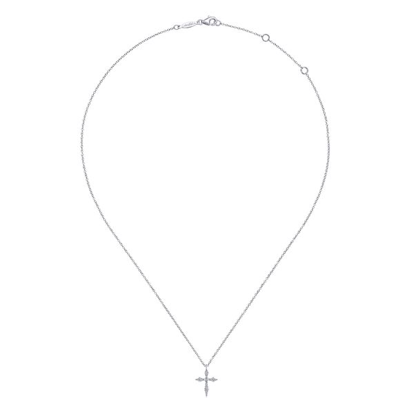Gabriel & Co 14K White Gold Sculpted Diamond Cross Pendant – 0.09 Ctw Kaslique Collection Image 2 Bradley's Jewelers Jacksonville, NC